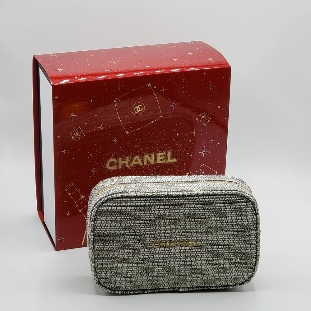 Authentic Chanel cosmetic make up pouch bag